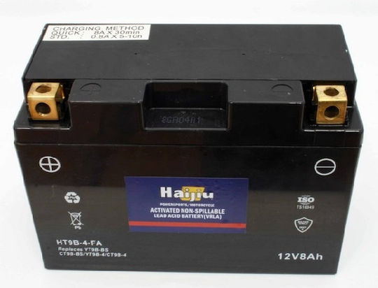 HaiJiu Motorradbatterie HT9B-4-FA mit Kapazität 8Ah