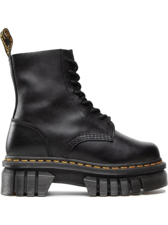 Audrick 8-Eye Leather Women's Ankle Boots with Medium Heel Black