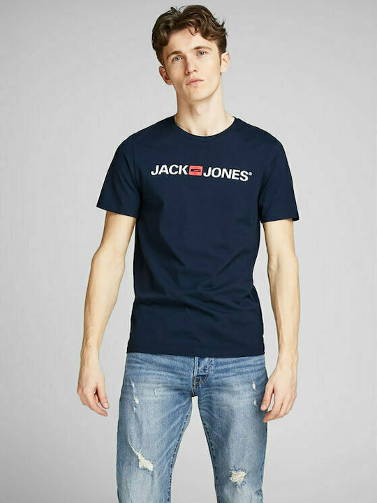Jack & Jones T-shirt Bărbătesc cu Mânecă Scurtă Albastru marin