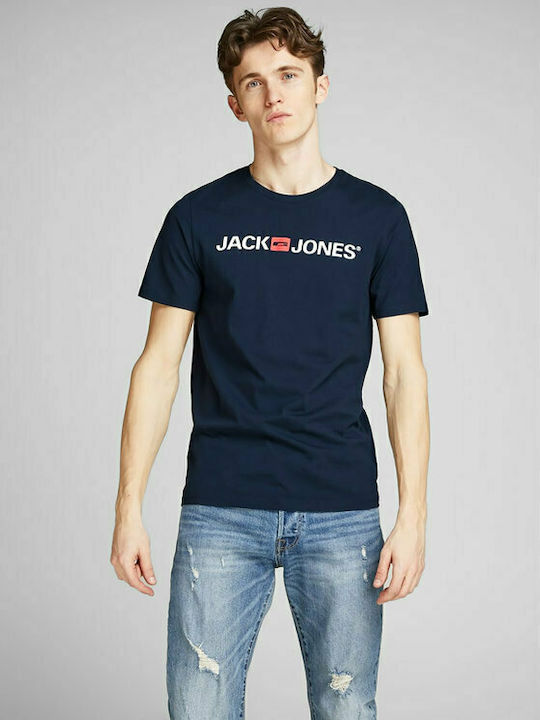 Jack & Jones Ανδρικό T-shirt Navy Μπλε με Λογότυπο