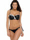 Marko Underwire Bikini Set Bra & Slip Bottom with Laces M-529 Black 129270