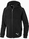 Athletic Kids Sweatshirt Cardigan with Hood Black Evostripe