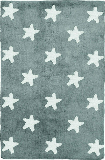 Klonaras Piccolo Stars Handmade Kids Rug Stele Cotton Silver 160x230cm Thickness 9mm