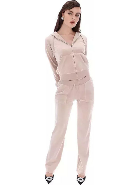 Juicy Couture Долнище на анцуг Велур Бежов