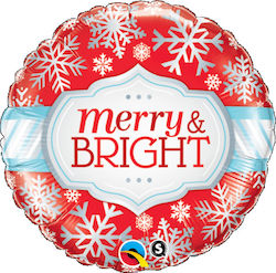 Μπαλόνι Foil Στρογγυλό Merry & Bright Snowflakes Κόκκινο 46εκ.
