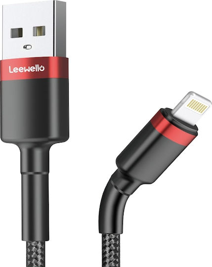 Leewello SJX-196 Плетена USB-A към Lightning кабел Черен 1м