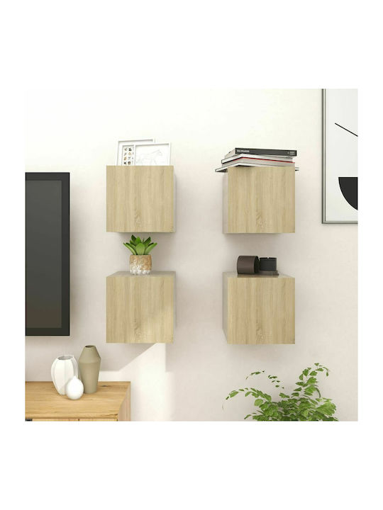 Wand Wohnzimmer Vitrine aus Spanplatte Eiche 30...