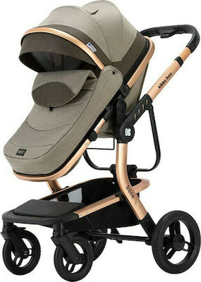 Kikka Boo Irene 3 in 1 Verstellbar 3 in 1 Baby Kinderwagen Geeignet für Neugeborene Beige 10.7kg