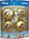 Disney Mickey & Friends Christmas Ball Ornament Gold 7.5x7.5cm 4pcs