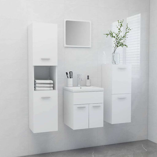 vidaXL Waschtisch mit Waschbecken, Spiegel & Säule L41xB38.5xH46cm und Schrank Weiß