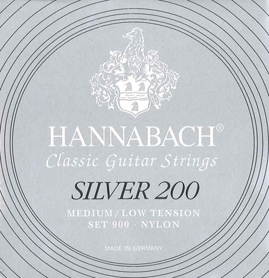 Hannabach 900 Low Medium Tension Silver Single Classical Guitar Strings 6 Pieces