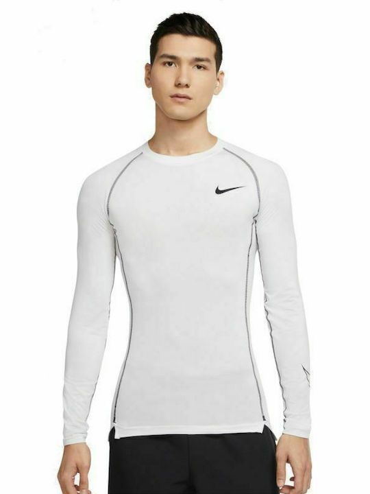 Nike Pro Ανδρική Μπλούζα Μακρυμάνικη Λευκή