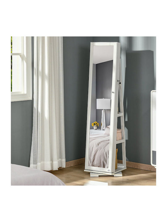 HomCom Boden- oder Standspiegel mit Weißem Holzrahmen 160x38cm