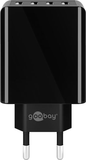 Goobay Φορτιστής Χωρίς Καλώδιο με 4 Θύρες USB-A 30W Μαύρος (44953)