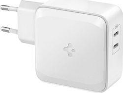 Spigen Încărcător Fără Cablu GaN cu 2 Porturi USB-C 60W Livrarea energiei Albς (PowerArc)