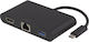 Deltaco USB-C / USB-A Docking Station με 4K PD Ethernet Μαύρο (USBC-1267)