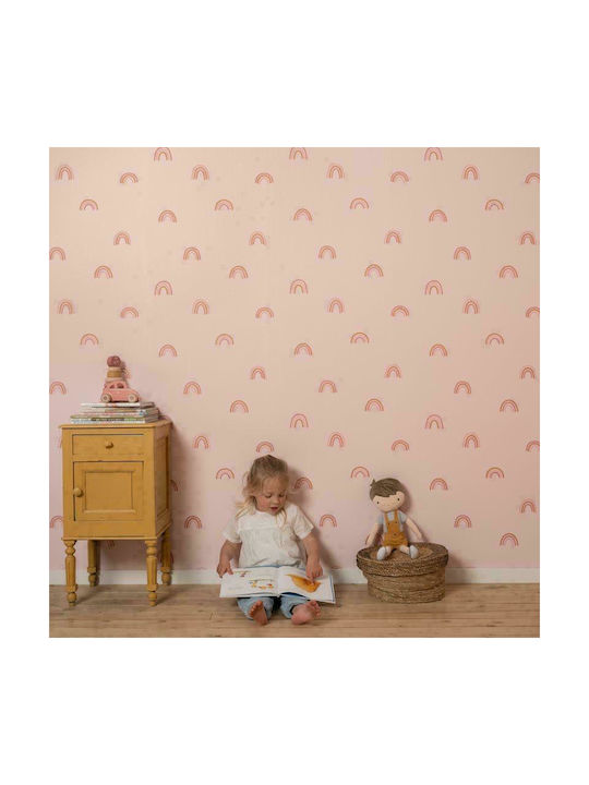 Little Dutch Kids Fabric Wallpaper Little Rainbow Pink L53xH1000cm