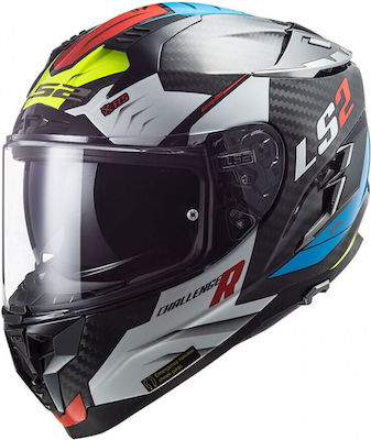 LS2 FF327 C Challenger Carbon Full Face Helmet with Sun Visor ECE 22.05 1350gr Sporty White