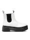 Piccadilly Leather Women's Chelsea Boots with Medium Heel White