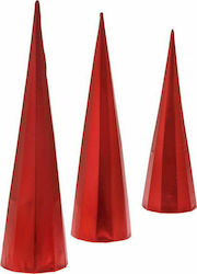 Iliadis Christmas Decorative Fabric Tree Cone Red 3pcs