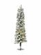 Pre-lit Snow Pencil Snowy Christmas Slim White Tree with Trunk Base, Built in Branches and LED Lighting H150cm