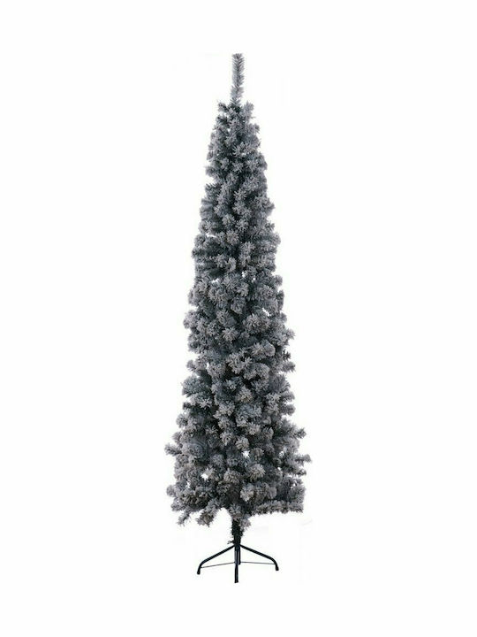 Χριστουγεννιάτικο Δέντρο Πράσινο Χιονισμένο Slim 165εκ με Μεταλλική Βάση
