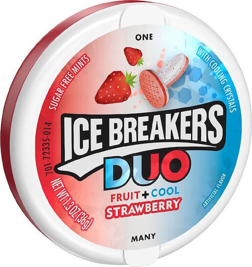 Hershey Καραμέλες Ice Breakers Duo Fruit & Cool με Γεύση Φράουλα Χωρίς Προσθήκη Ζάχαρης 42gr