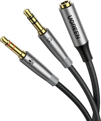 Ugreen Cable 2x 3.5mm male - 3.5mm female Γκρι 0.2m (50255)