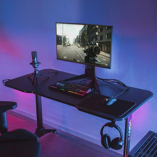 Spielbüro DB20 Holz Schwarz mit Metallbeinen, LED & USB-Anschlüssen 120x60x75cm