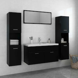 vidaXL Bench with Washbasin, Mirror & Column L90xW38.5xH46cm Black