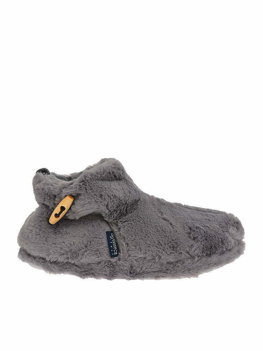 De Fonseca Trento W757 Closed-Back Women's Slippers with Fur In Gray Colour
