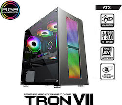 Armaggeddon Tron VII Gaming Mini Tower Κουτί Υπολογιστή με Πλαϊνό Παράθυρο και RGB Φωτισμό Μαύρο