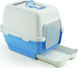 Stefanplast Cat Toilet Cathy Clever & Smart Closed with Filter in Blue Color L58xW45xH48cm 81582