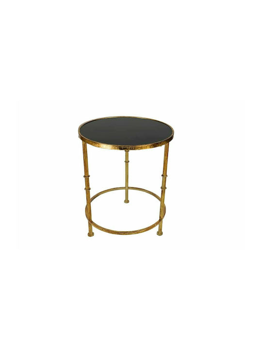 Round Glass Side Table Χρυσό / Μαύρο L54xW54xH61cm