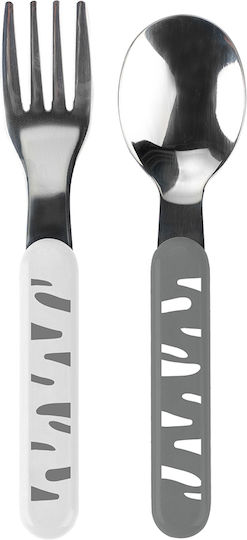 Babyono Baby Set with Fork Be Active Made of Metal White-Gray 2 Pieces
