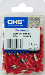 CHS BD1-4V Bullet Connectors with Red Insulation 100 Pieces