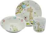 Ankor Feeding Set Καμηλοπάρδαλη made of Porcelain Multicolour 3pcs