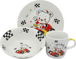 Ankor Feeding Set Rally made of Porcelain White 3pcs