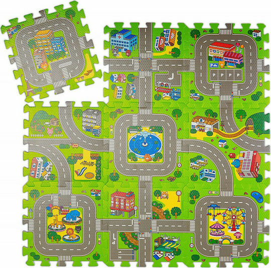 Relaxdays Puzzle De Podea Interactiv Cu Drumuri 9 Piese