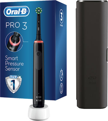 Oral-B Pro 3 3500 Cross Action Ηλεκτρική Οδοντόβουρτσα με Αισθητήρα Πίεσης Black Edition