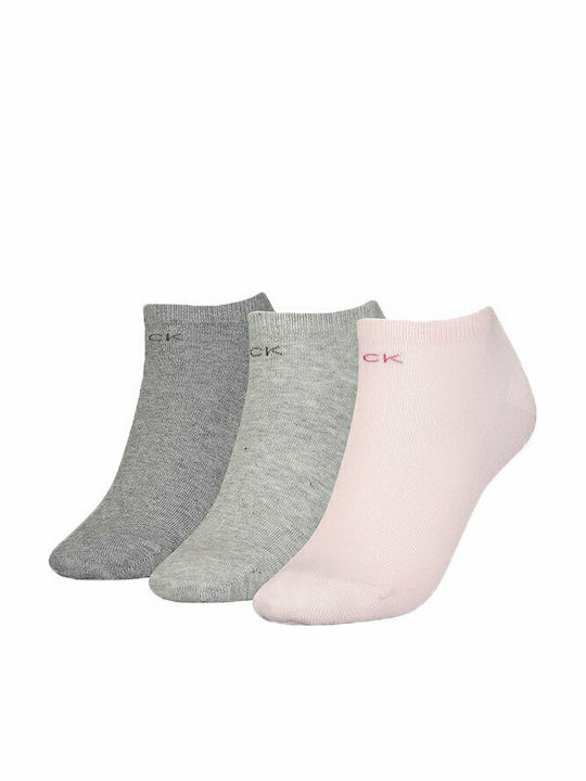 Calvin Klein Γυναικείες Μονόχρωμες Κάλτσες Γκρι / Ροζ 3Pack
