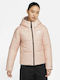 Sportswear Women's for Hiking Short Puffer Jacket for Winter with Hood Repel Pink