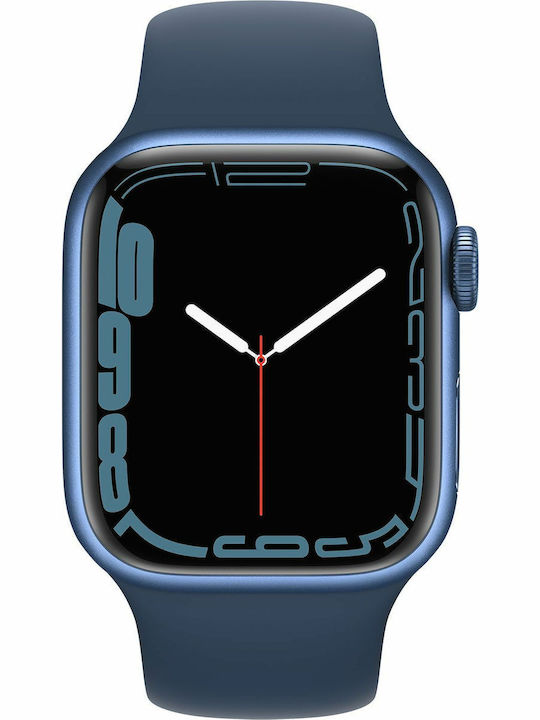 Apple Watch Series 7 Aluminium 41mm Αδιάβροχο με Παλμογράφο (Blue)