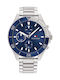 Tommy Hilfiger Larson Men's Watch 46mm Chronograph Battery with Silver Metal Bracelet