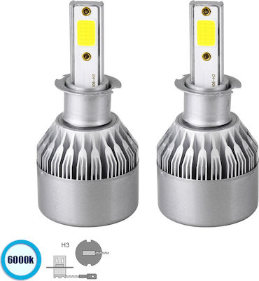 GloboStar Λάμπες Αυτοκινήτου C6 Line H3 Canbus LED 6000K Ψυχρό Λευκό 8-48V 72W 2τμχ