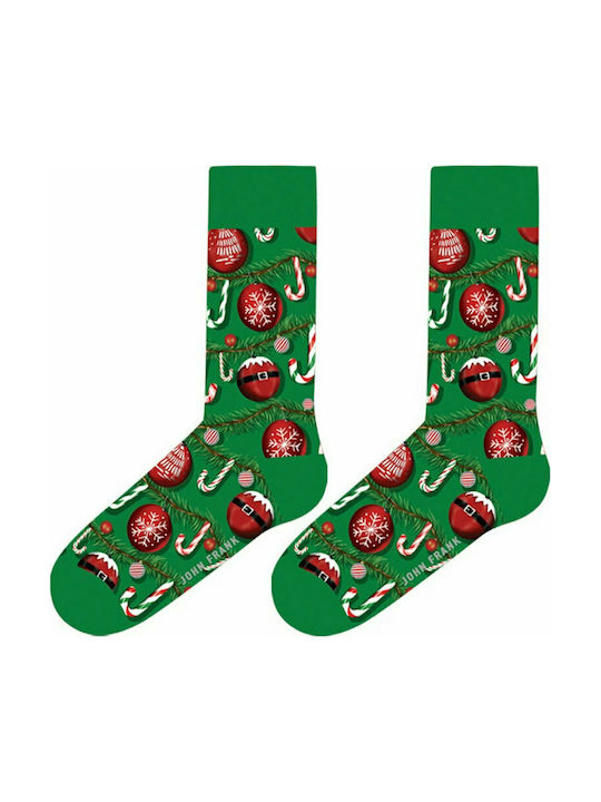 John Frank Santa Ornaments Women's Christmas Socks Green