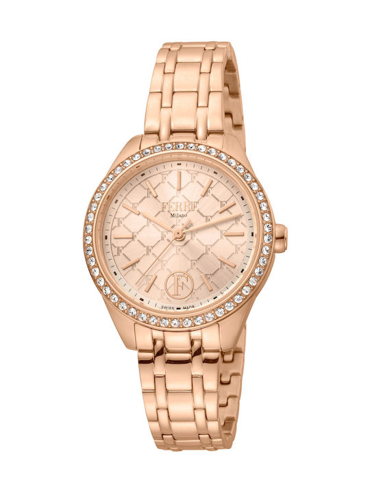 Ferre Milano Watch with Pink Gold Metal Bracelet