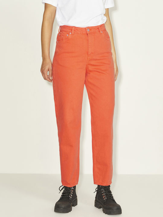 Jack & Jones High Waist Women's Jeans in Mom Fit Orange