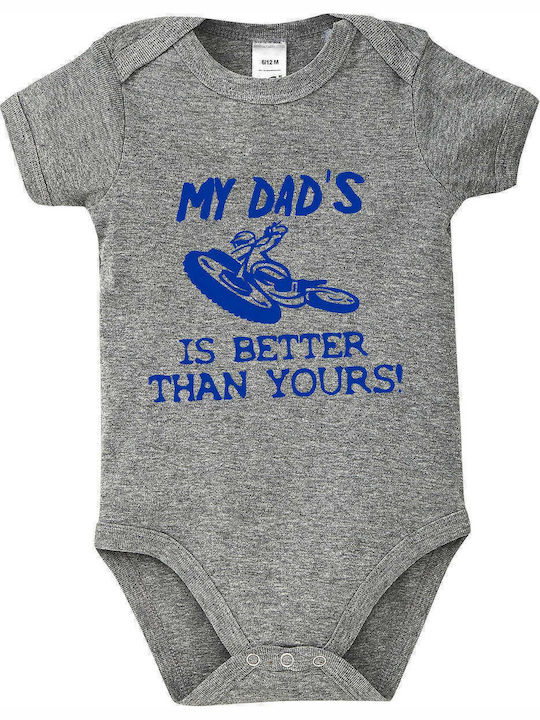 Baby Bodysuit "My Dad's Bike is Better than Yours", Grey Melange