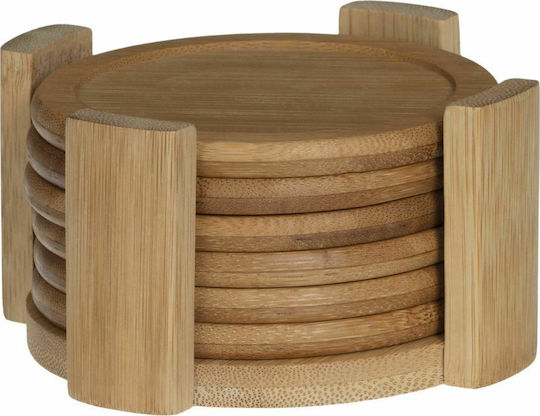 Atmosphera Coaster Round Wooden with Case Brown 11.5cm 6pcs Atmosphera Coaster Round Wooden with Case Brown 11.5cm 6pcs